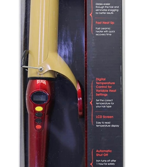Chi Air Ca1038 Texture Tourmaline Ceramic Curling Iron 1 1/2 Inch, , Fire Red - Picture 1 of 9